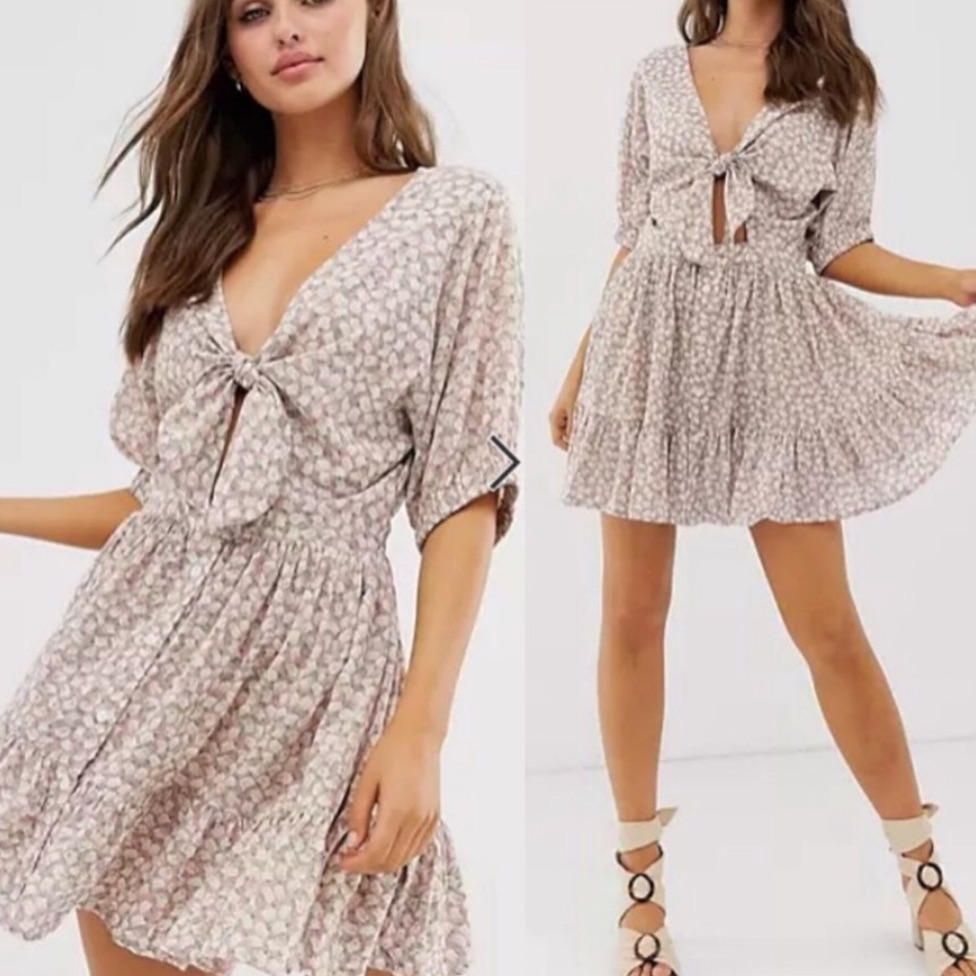Faithfull The Brand Marigot Cutout Floral Mini Dress M